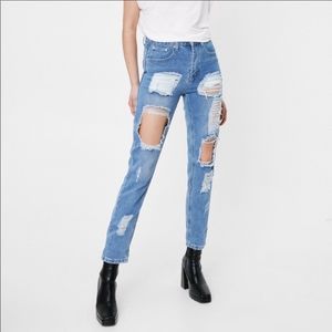 Nasty Gal Ripped Mom Jeans
